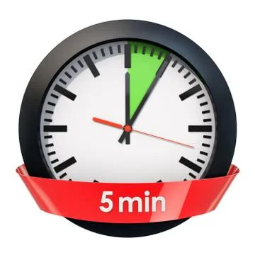Clock face with 5 minutes timer. 3D rendering Stock Illustration
