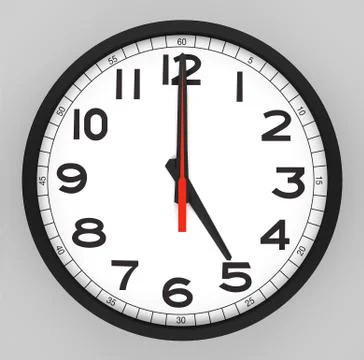 Clock Face 5 o'clock Foto stock