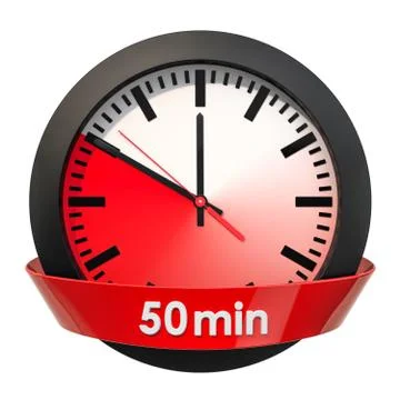 Clock face with 50 minutes timer. 3D rendering Stock Illustration