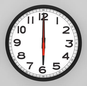 Clock Face 6 o'clock Foto stock