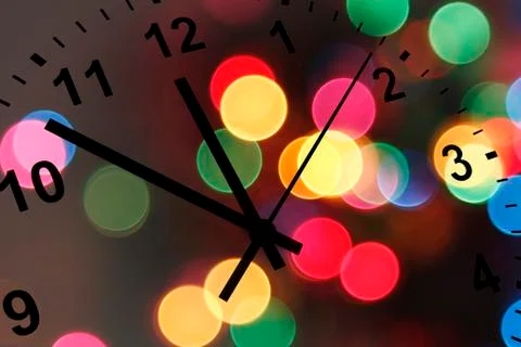 Clock face and abstract background. new year. christmas Stock Photos