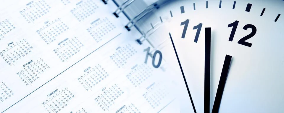 Clock face and calendar composite Stock Illustration