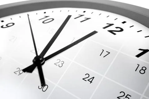 Clock face and calendar composite Stock Photos
