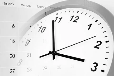 Clock face and calendar composite Stock Photos