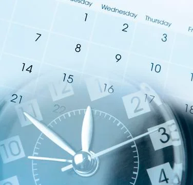 Clock face and calendar composite Stock Photos