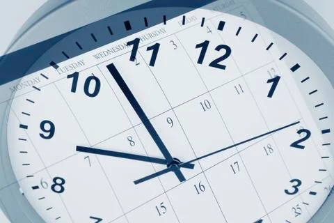 Clock face and calendar composite Stock Photos