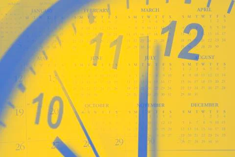 Clock face and calendar composite Foto stock