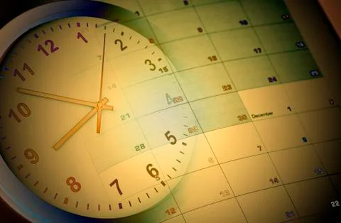 Clock face and calendar composite Stock Photos