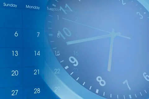 Clock face and calendar composite Stock Photos