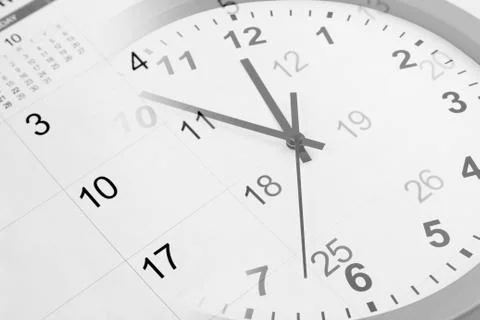Clock face and calendar composite Stock Photos