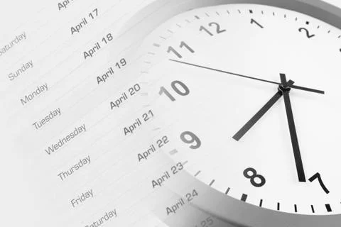 Clock face and calendar composite Stock Photos