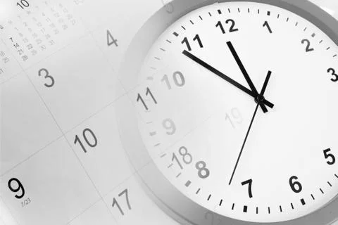 Clock face and calendar composite Stock Photos