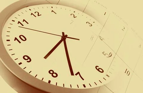 Clock face and calendar composite Stock Photos