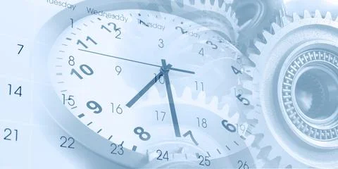 Clock face and calendar composite Stock Photos