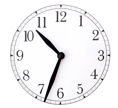 Clock face and hands on white background Stock Photos