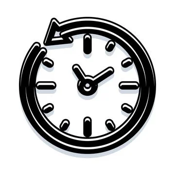 Clock face with arrow showing time rewind concept Stock Illustration