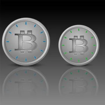 Clock face with bitcoin Illustrazione stock