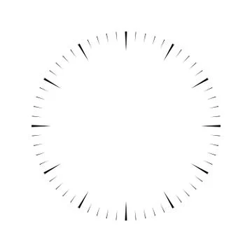 blank clock face on white background. hour dial sign. Dashes mark