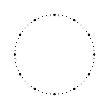 Clock face. Blank hour dial. Dots mark minutes and hours. Simple flat vector Stock Illustration