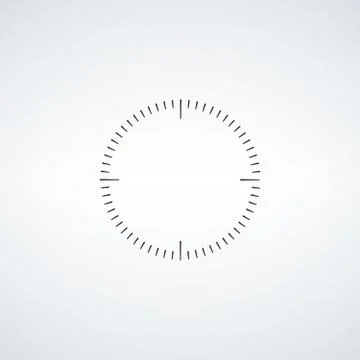 Clock face. Blank hour dial. Dashes mark minutes and hours. Stock vector illu Stock Illustration