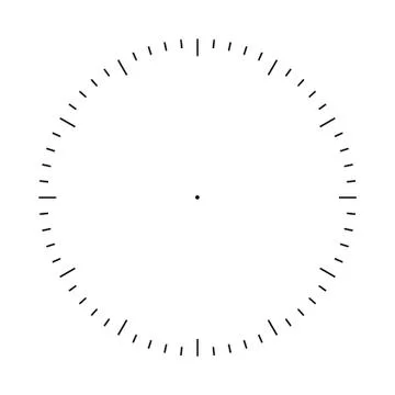 Clock face blank template. Hours and seconds division marks Stock Illustration
