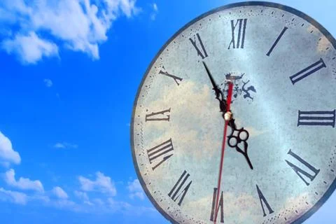 Clock Face In Bright Sky Stock Illustration