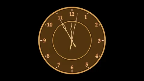 The clock face is brown, the hands are Roman numerals, the hands gradually accel 库存影片 308879433