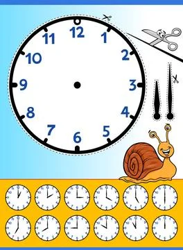 Clock face cartoon educational worksheet Cartoon Illustrations of Clock Fa... Fotos de archivo