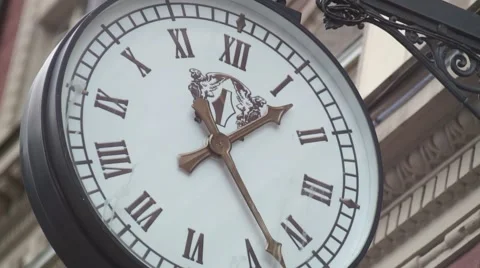 Clock Face To City AdminCent Stock Footage 49410542