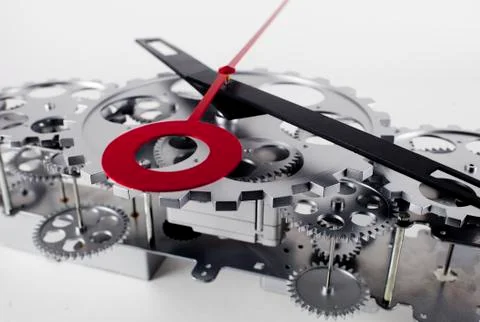 Clock face with cogs and dials Stock Illustration