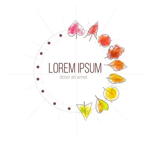 Clock face with colored leaves and place for your text. Stock Illustration