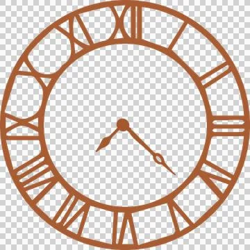 Clock face is displaying Roman numerals and hands in copper vector design on Stock Illustration
