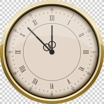 Clock face displays almost 12 o'clock on an analog clock with roman numeral.. Stock Illustration