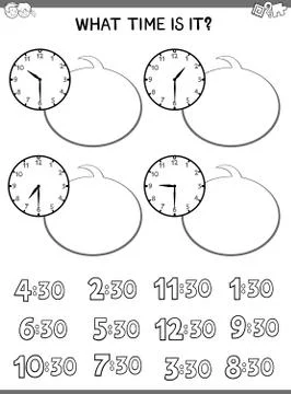 Clock face educational workbook for children Stock Illustration