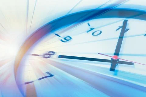 Clock face with fast speed moving blur, Business times, Rush hours time wor.. Stock Photos