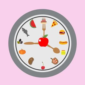 Clock face with fork Stock Illustration