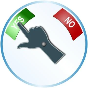 Clock-face hand over YES and NO buttons Stock Illustration