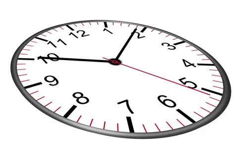 Clock face illustration with second minute hour hands Stock Illustration