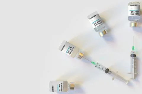 Clock face made with anthrax vaccine vials and syringes. Vaccination time Stock Illustration