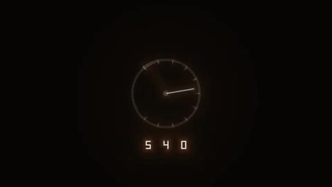 Clock face with moving hand and changing numbers at night Stock Footage 338318396