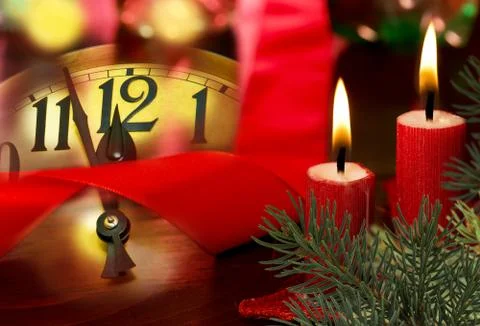 Clock face with needles before midnight Stock Photos