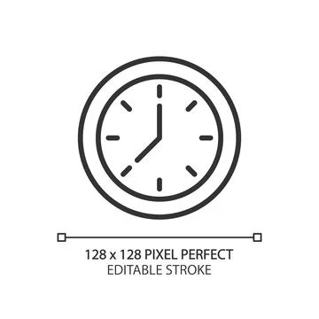 Clock face pixel perfect linear icon Stock-Illustration