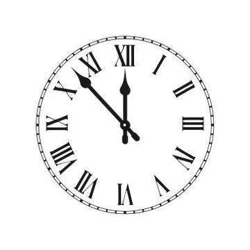 Clock face with roman numerals . Vector illustration Stock Illustration