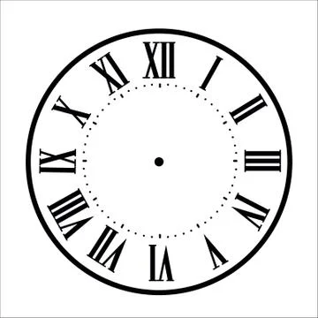 Clock face with shadow on white background. Vector illustration Illustrazione stock