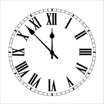 Clock face with shadow on white background. Vector illustration 스톡 일러스트
