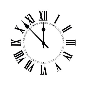 Clock face with shadow on white background. Vector illustration Stock Illustration