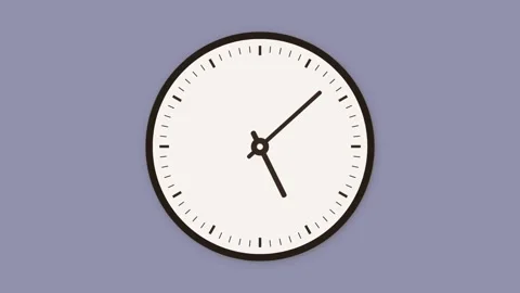 Clock face shows time passing forward on plain background. Stock Footage 336813776