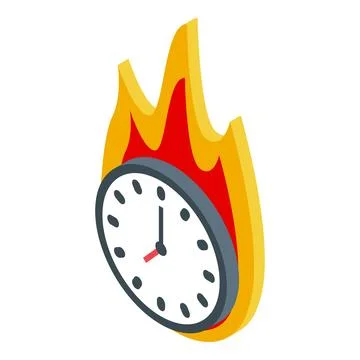 Clock face surrounded by bright flames showing concept of time limit イラスト素材