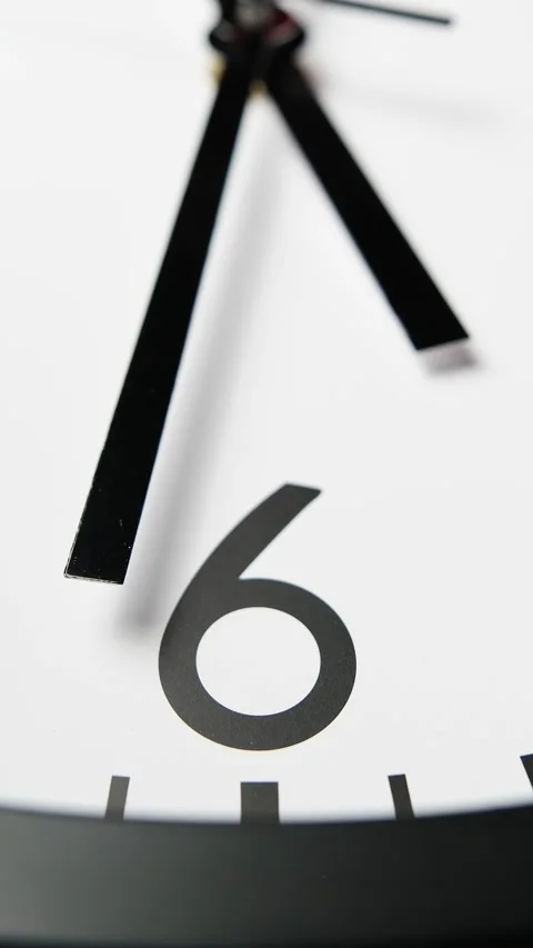 Clock face. Time ticking on classic wall clock. Wall clock show running time. Stock Footage 302817997