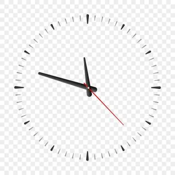 Clock face. Vector cartoon simple watch. Realistic watch mockup on transparent Stock Illustration